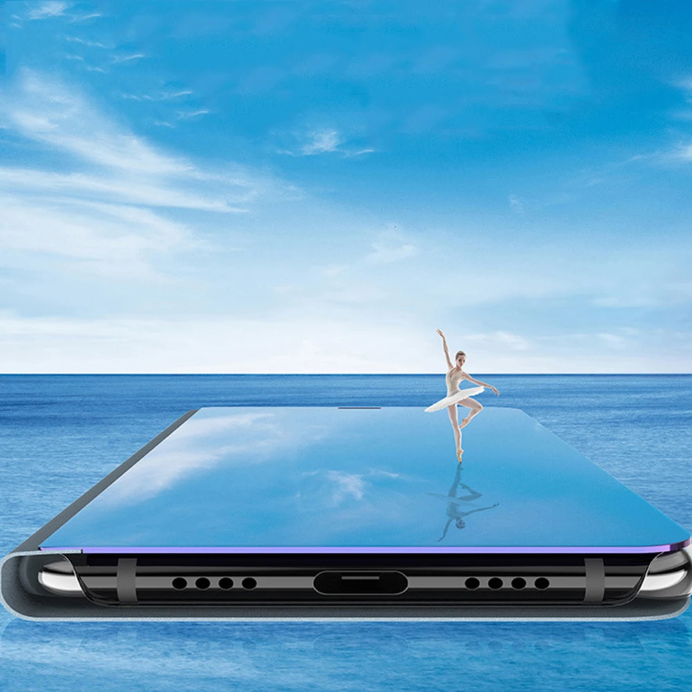 Умный зеркальный флип чехол для телефона Samsung Galaxy S10E S9 S8 S10 Plus S7 Edge Прозрачный