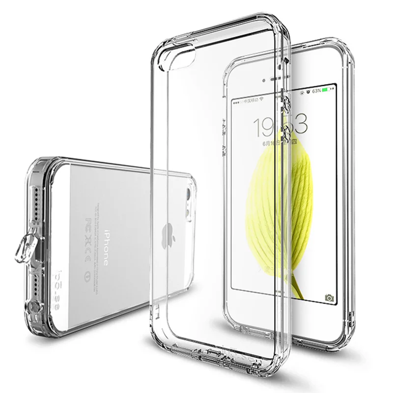 

Soft TPU Bumper Hard PC Clear Phone Case For iPhone XR XS Max X 6 6S 7 8 Plus SE Ultra thin Dustproof Protect Silicone Cover