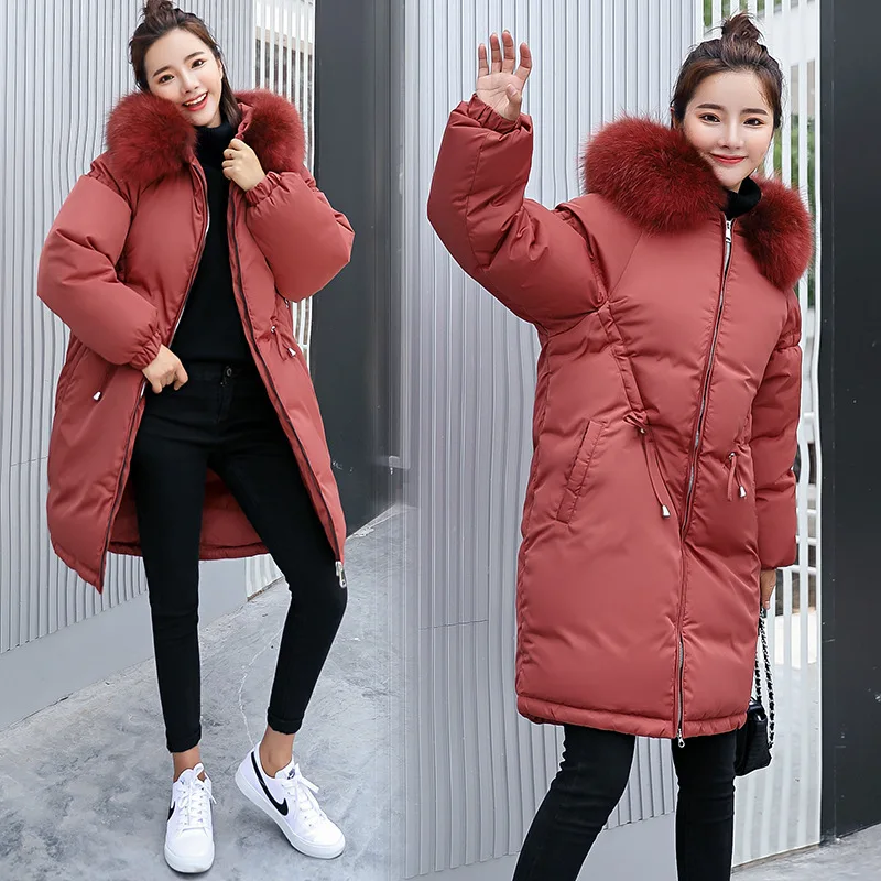 2019 Rushed Polyester Zipper High Waist Standard Winter Korean New Cotton-padded Clothes Long Self-cultivation Heavy Seta Code | Женская