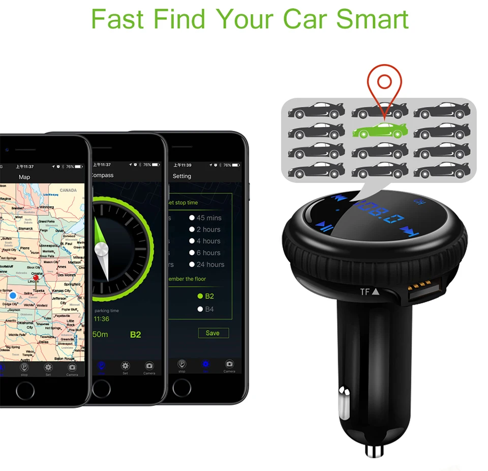 Автомобильный MP3 FM передатчик приложение GPS автомобильный Finder Locator Bluetooth комплект