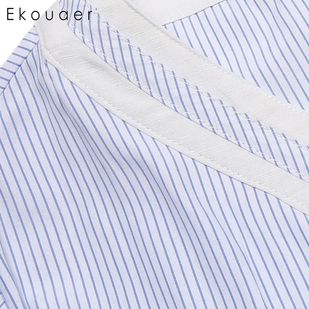 Ekouaer женское длинное Ночное платье повседневное с v образным вырезом и коротким