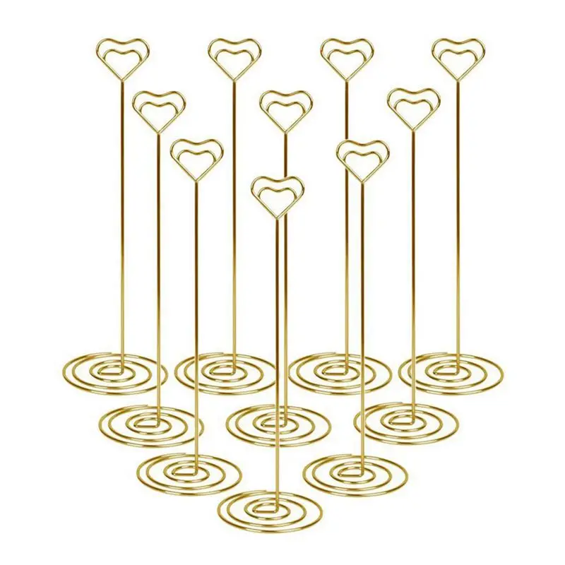10pcs 8.6 Inch Tall Place Card Holder Table Number Stands with Heart Shap Photo Memo Cli | Канцтовары для офиса и дома