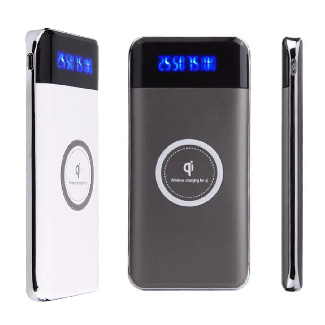 Переносное Беспроводное зарядное устройство 10000Amh USB цифровой 5 V/1.0A QI DC V 1A power Bank