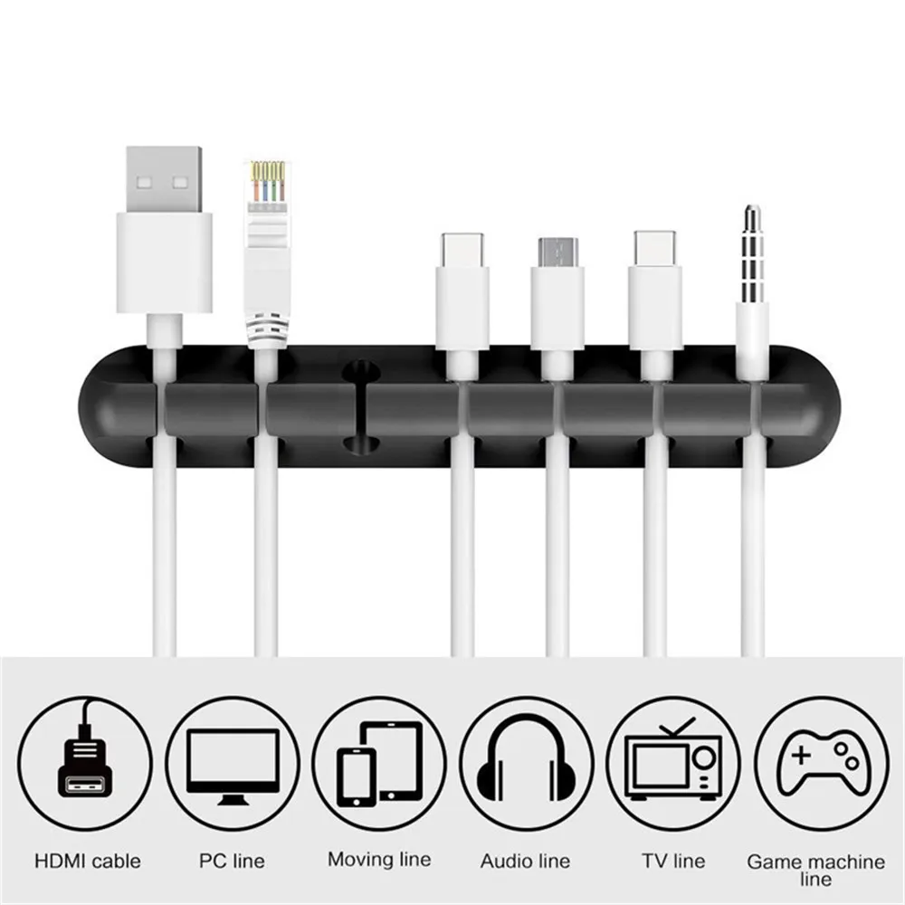Автомобильный держатель для кабеля USB силиконовый органайзер гибкая намотка с