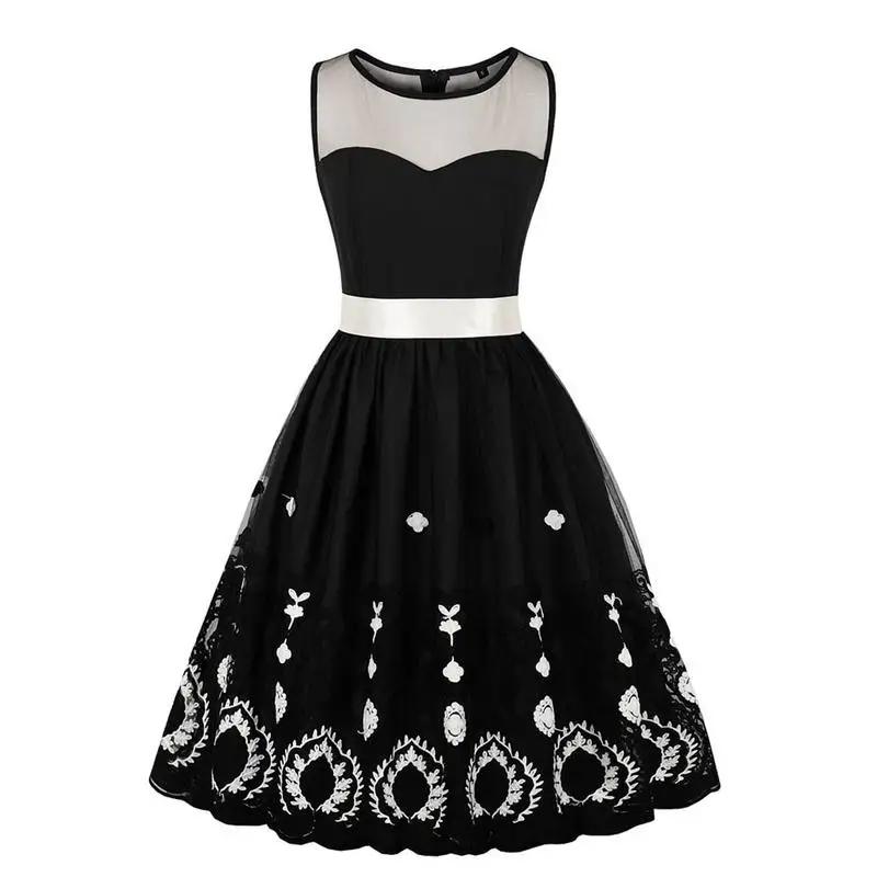 2019 Новая мода весна и лето дамы ретро Хепберн Стиль сетки вышитые лук топ