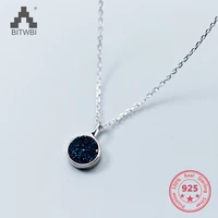 hot sale 925 sterling silver necklace woman pendants fashion simple sweet dark blue zircon pendants adjustable necklace jewelry