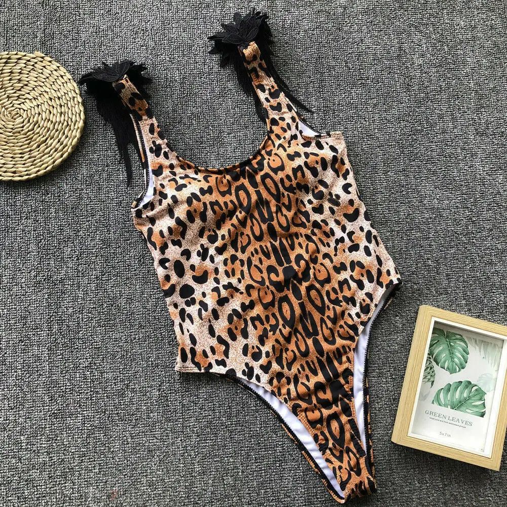 Лидер продаж летние женские цельные костюмы купальник с леопардовым принтом и