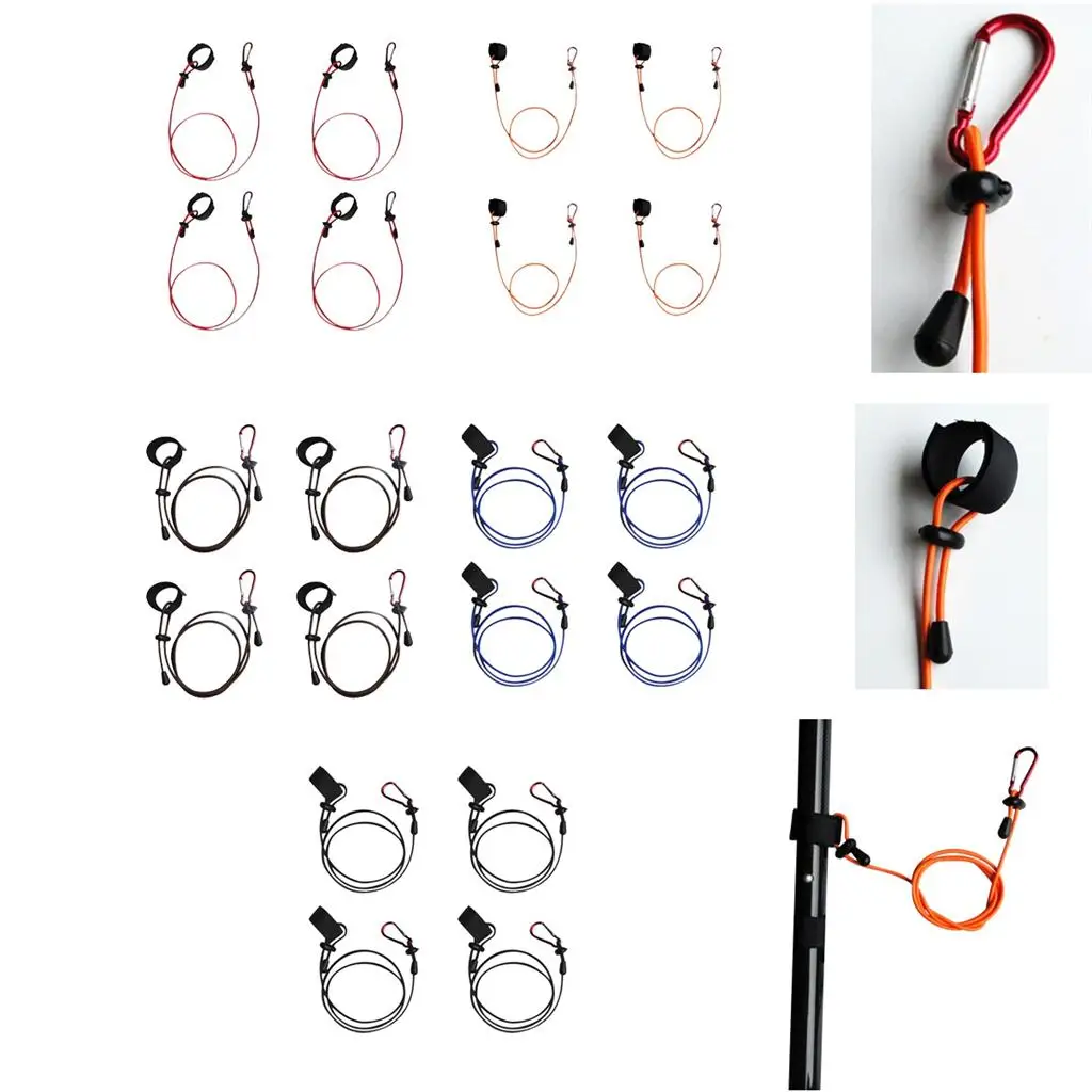 

4 Pieces Flexible Kayak Canoe Paddle Leash Fishing Rod Holder Keeper Safety Lanyard Tether Bungee Cord for Fishing Boat Camping