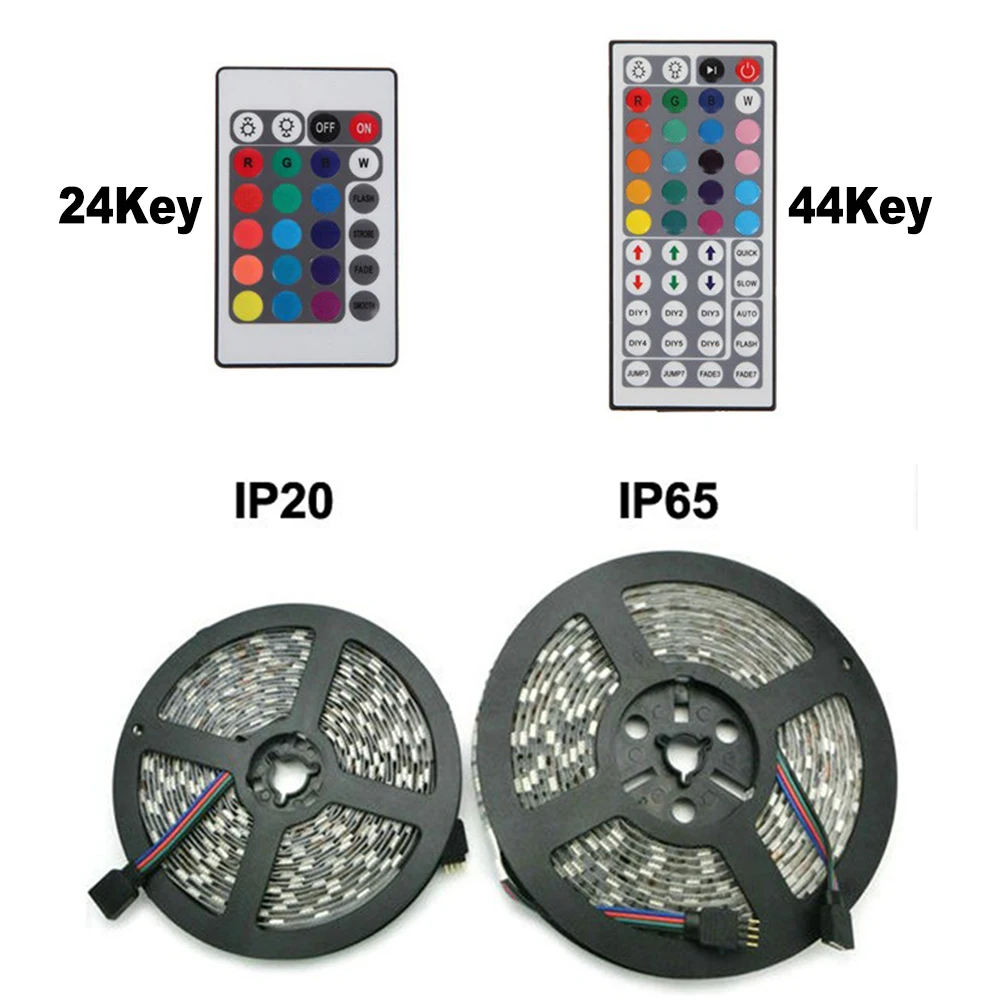 1 комплект 5 метров IP65/IP20 Водонепроницаемая высококлассная SMD5050 60 LED/M RGB DC12V 5A