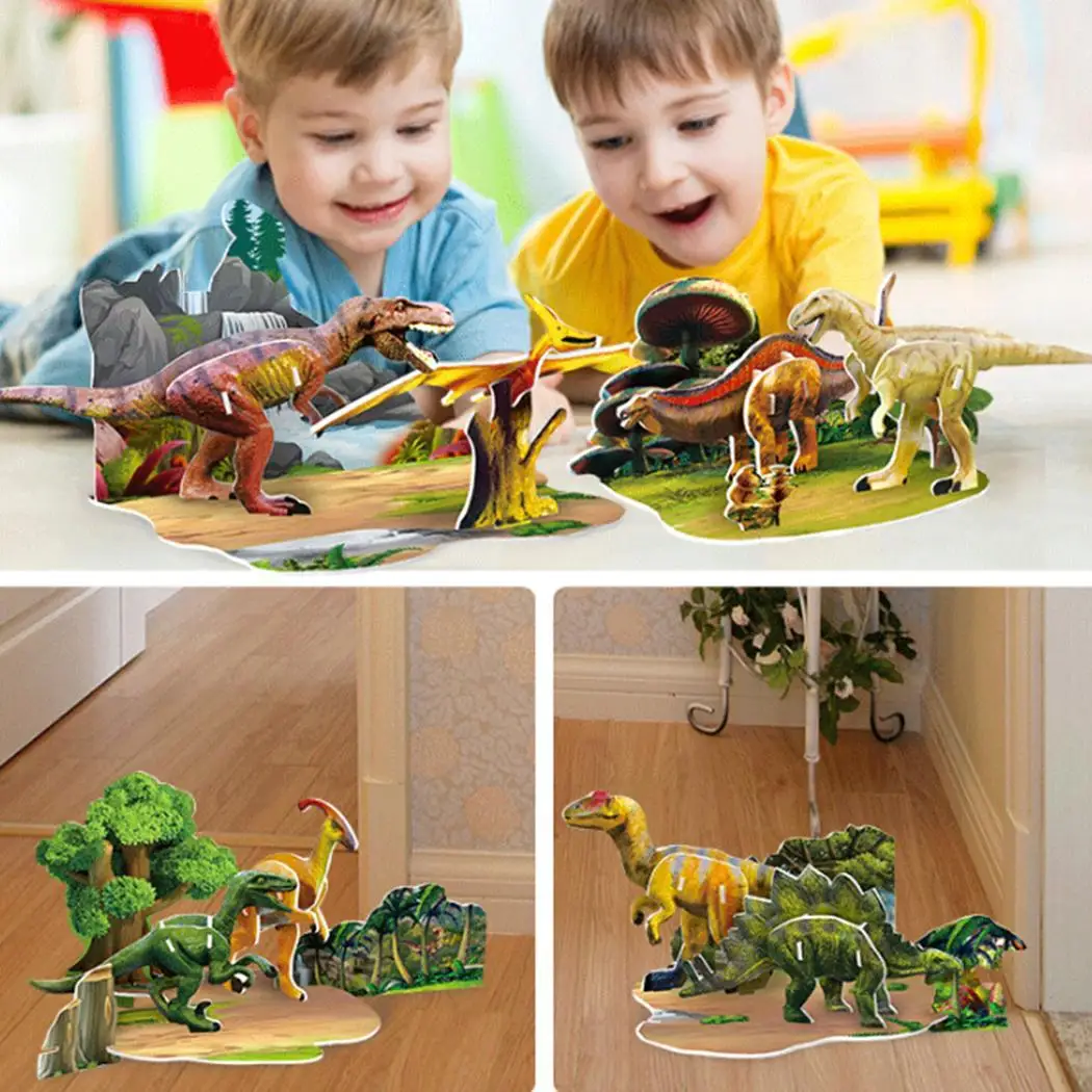 Cartoon Dinosaur Assembly Picture Paper Children 3D Puzzle Educational years Unisex Model Toys old | Игрушки и хобби