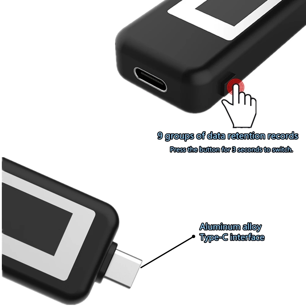 Цифровой Usb-тестер Вольтметр постоянного тока с разъемами Usb Type-c амперметр
