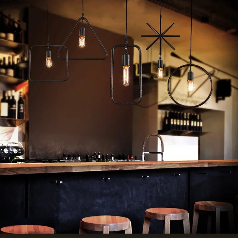 

Nordic Pendant Lights Concise Industrial Pendant Light Square Triangle Round Pendant Light With E27 Lamp Holder Hot Home Decor
