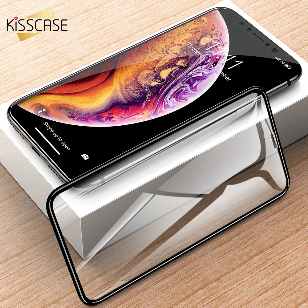 KISSCASE полный защитный кожух для iPhone XSMAX XR XS закаленное стекло экран протектор
