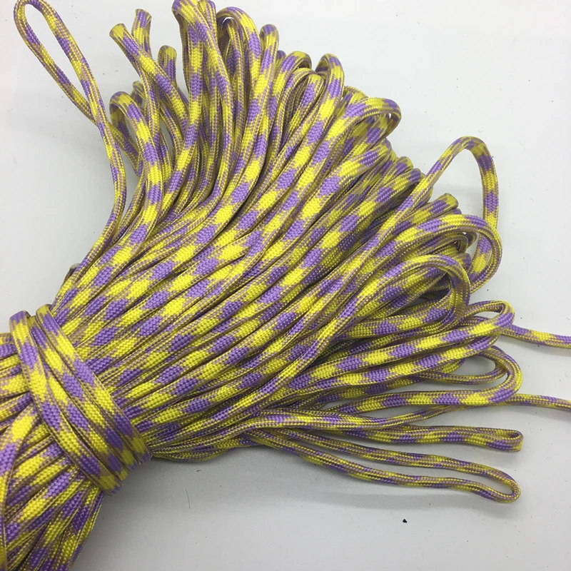 10yards/Lot Mix color Paracord Bracelets Rope 7 Strand Parachute Cord CAMPING HiKING Yellow+Purple | Дом и сад
