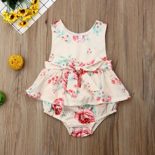 С красивым цветочным рисунком Свободный комбинезон для новорожденного малыша