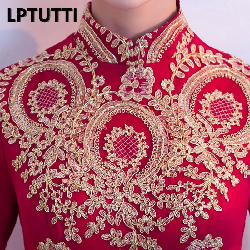 LPTUTTI вышивка Cheongsam Плюс Размер Новый для женщин Элегантный Дата Церемония
