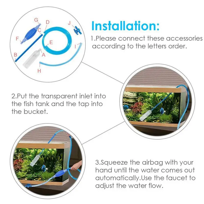 Fish Tank Cleaner Siphon Vacuum Pump Gravel Water Changer Self Priming With Flow Control Tape | Дом и сад