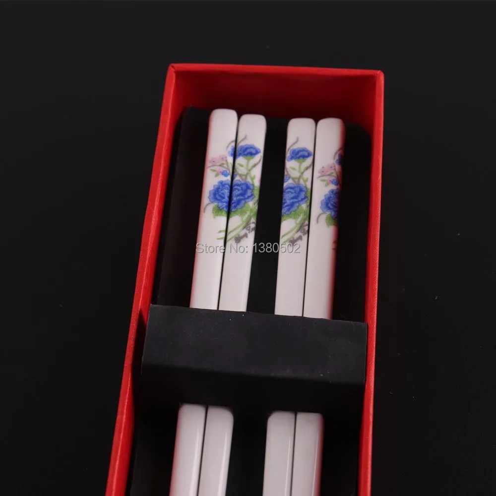 2Pairs/lot Chinese Style High Quality Ceramic Chopsticks Peony Flower Sushi Food Chop Sticks Gift for Friend | Дом и сад