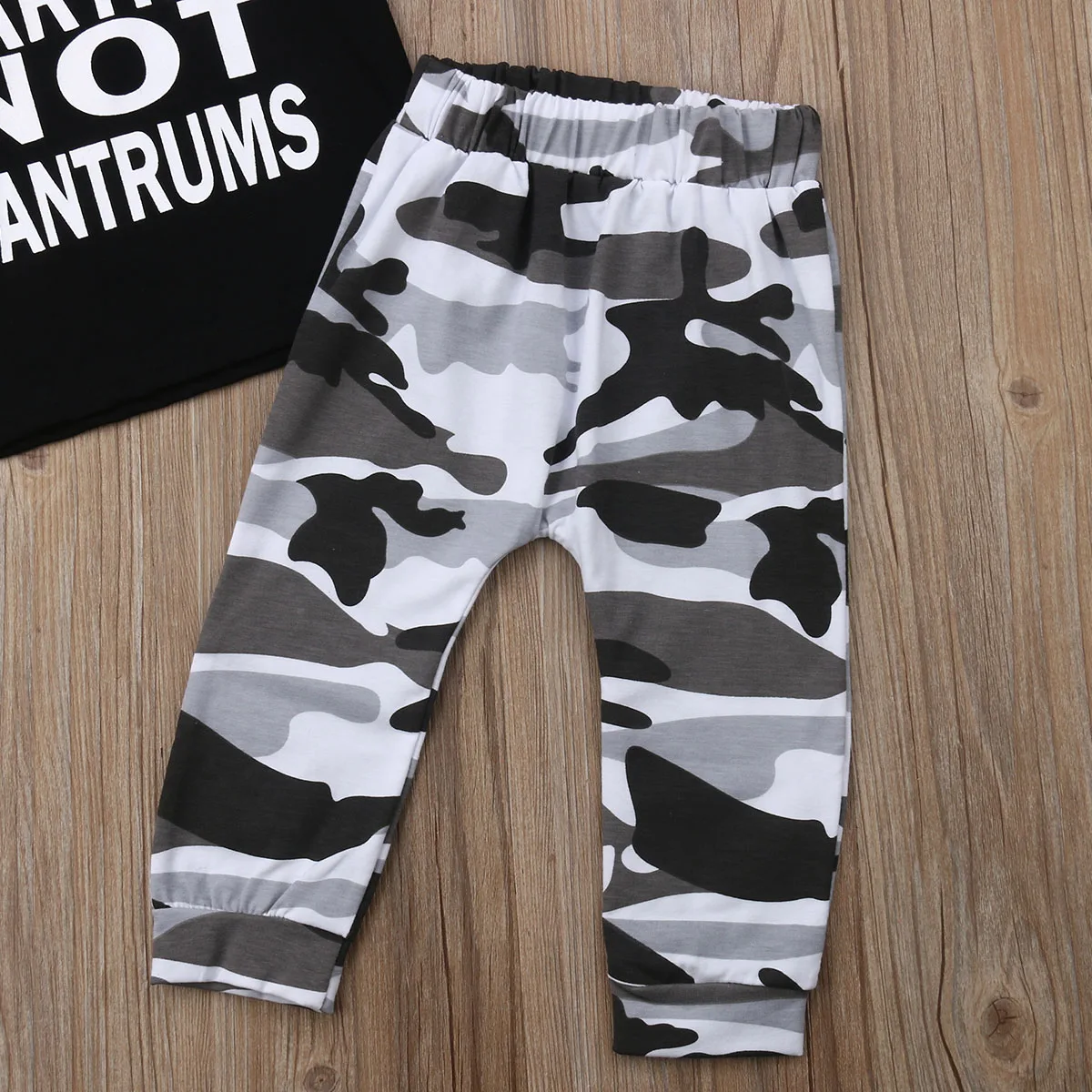 1-6Y Summer Toddler Kids Baby Boy Short Sleeve Letter Print Cotton T-shirt Tops Camouflage Pant Trouser 2PCS Boys Clothing Set |