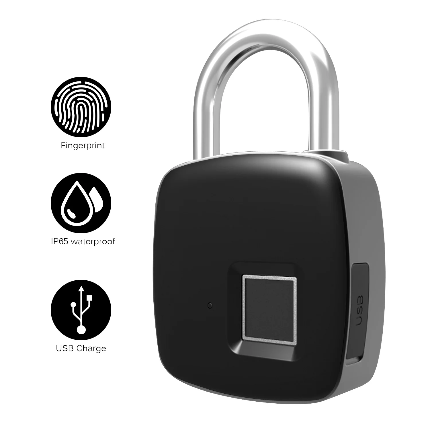 USB Перезаряжаемый смарт-замок без ключа с защитой от отпечатков пальцев IP65