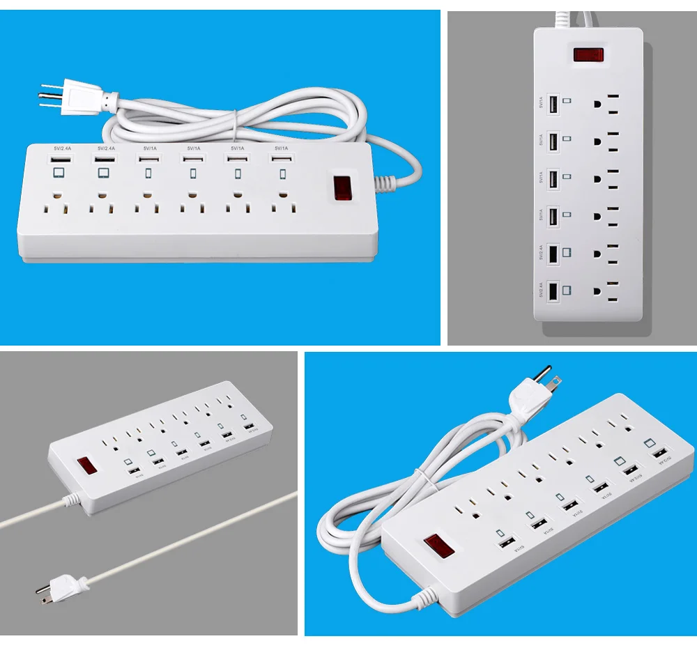 Розетка LEORY 5 в А 4 розетки переменного тока 6 удлинителей USB защищенный удлинитель