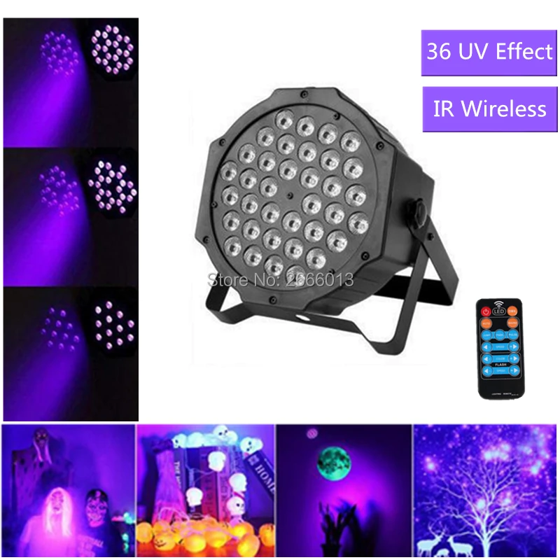 Wireless Remote Control Ultraviolet 36X3W LED Par Light/Wash Effect Spotlight Fluorescent Bulb Black Light Halloween Party prom | Лампы и