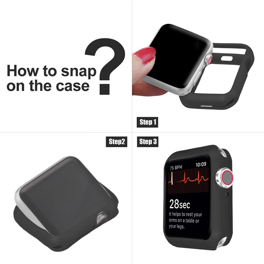 Рамка для Apple Watch 4 40 мм 44 тонкий мягкий ТПУ защитный чехол часов 360 Полное покрытие