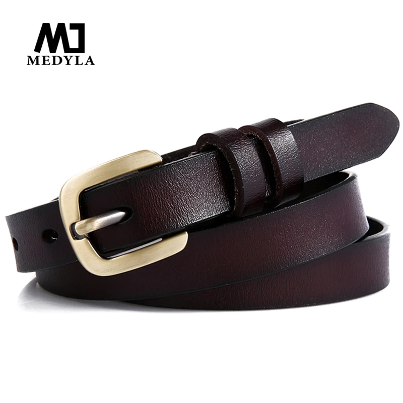 MEDYLA Women Belt Alloy Pin Buckle Genuine Leather Belt Width 1.8cm Female Belt Soft Jeans Casual Pants Women's Accessories