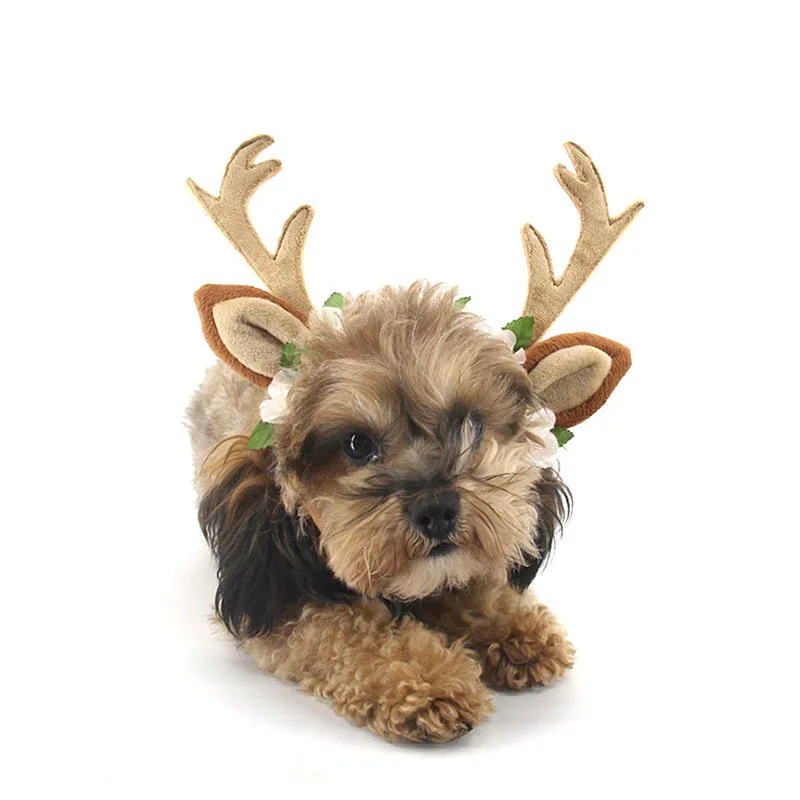 

Christmas Pets Accessories Cotton Personality Adjustable Elk Antlers Dog Collar For Small Medium Large Dogs Cats S-L