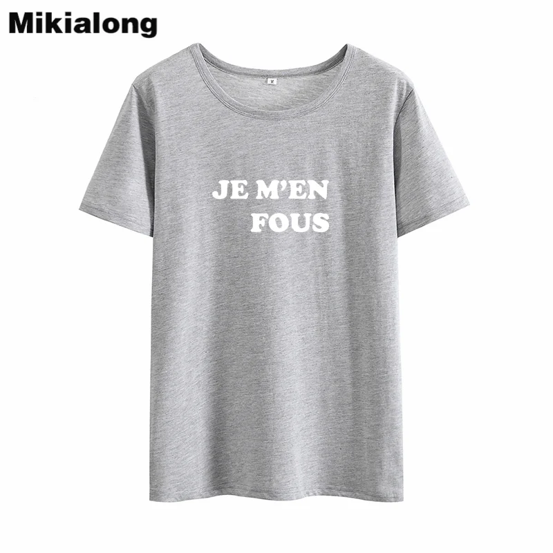 Женская хлопковая Футболка Mikialong Je M'en Fous белая футболка с буквенным принтом