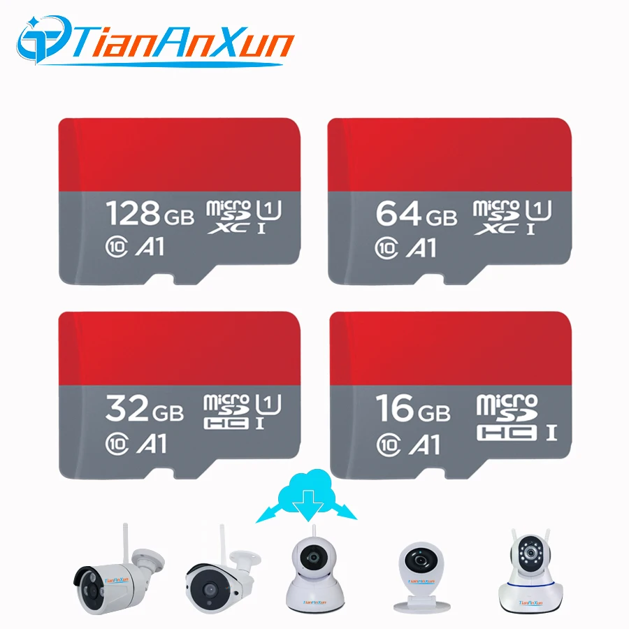 Tiananxun SD карта 16 ГБ 32 64 128 для Wi Fi IP камеры видеонаблюдения записи C10