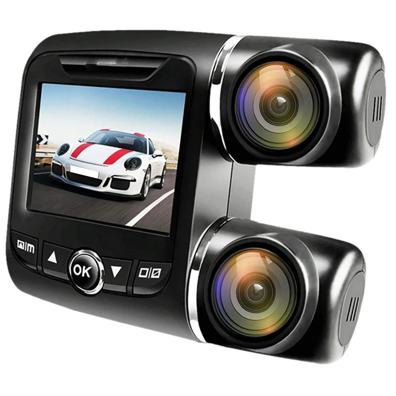 V68 Dash Cam Fhd 1080P + 2 дюйма Автомобильный видеорегистратор Двойной объектив камеры
