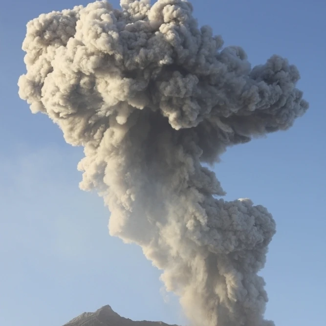 Облако Ash после взрывного вулканического извержения Sakurajima вулкан постер Япония