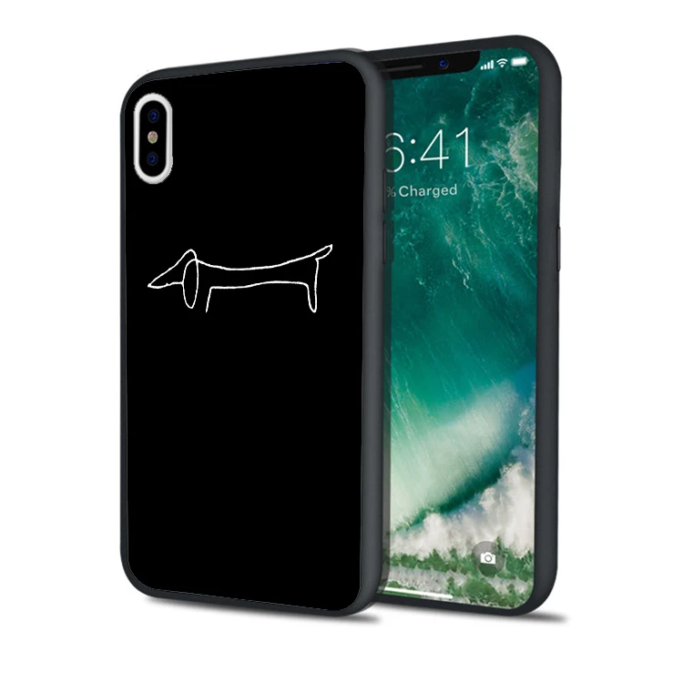 Coque Dachshund Dog Picasso Black Soft Silicone Phone Case for iPhone XS Max XR 7 8 Plus 5S 5 SE 6 6S Luxury iPod Touch |