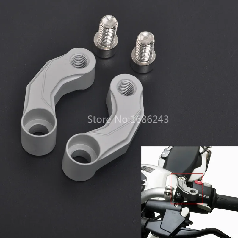 

Silver Mirror Relocation Extension Adapter Fits For BMW R1200GS LC 13-15/ADV 14-15