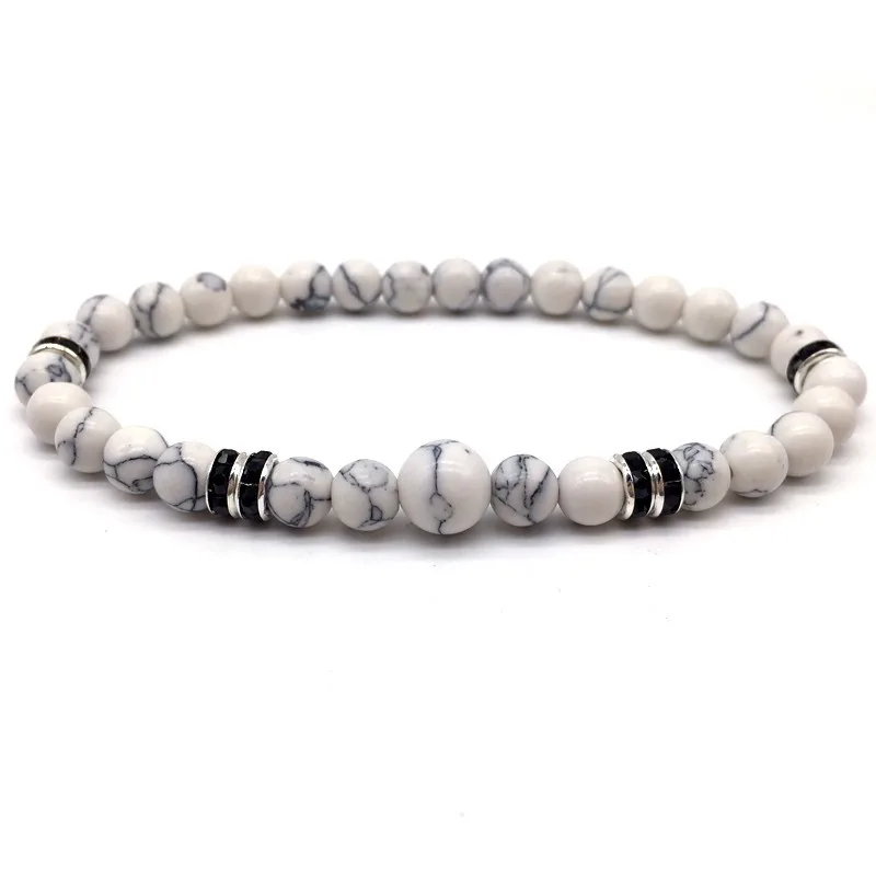 2020 New Fashion Men Bracelet 6mm Matte White Gray Round Stone Bead For Women Jewelry Gift | Украшения и аксессуары
