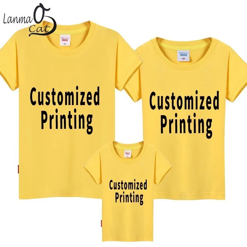 

Lanmaocat Mom And Son Matching Clothes Dad Daughter Shirts Set Custom Printing Blank Summer Shirts Family Clothing Free Shipping