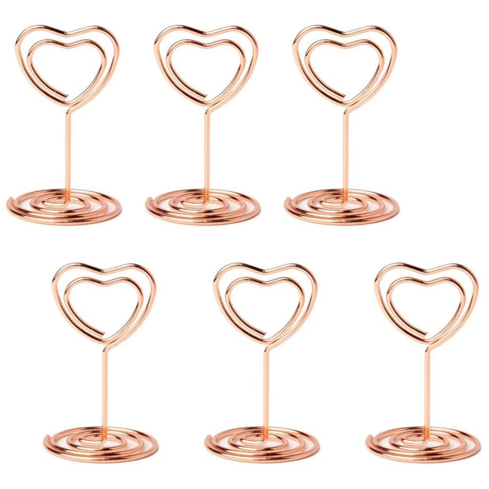 

20pcs Mini Place Card Holders Table Number Stands Table Card Holder Wire Table Picture Photo Holder with Heart Shape Menu Memo
