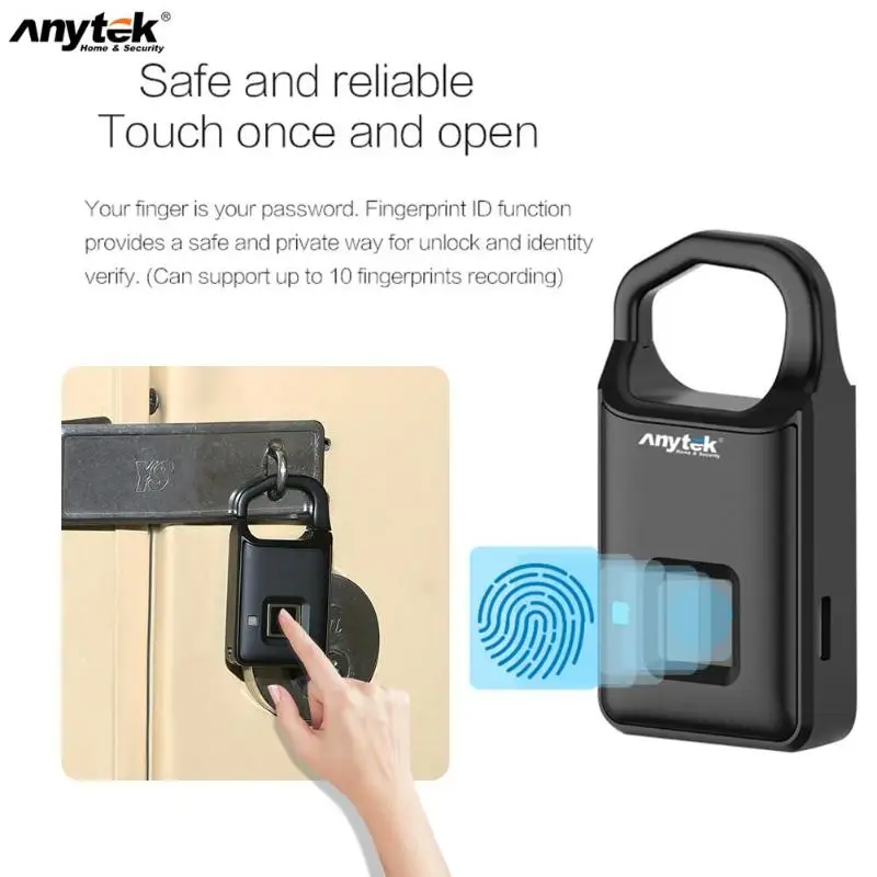 Anytek P4 USB Перезаряжаемый смарт замок без ключа с защитой от кражи для безопасности