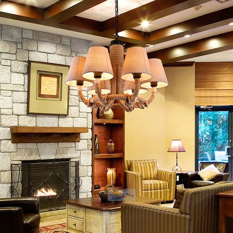 

Retro loft rope pendant lights Industrial lighting vintage lamp living room Dining Room decoration Led Pendant Lamp with shades