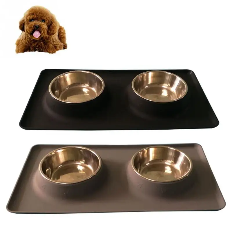 Двойная миска для собак из нержавеющей стали дорожный Фидер кормления воды