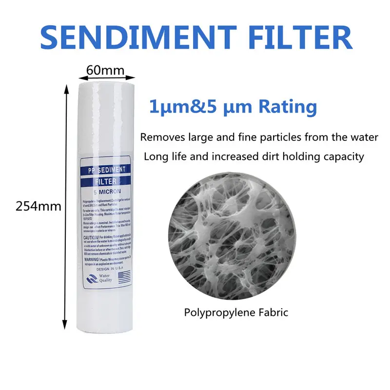 

25Pcs/Pack 1/5 Micron Sediment Water Filter Cartridge Reverse Osmosis 10 Inch PP Cotton Filter Element Ultra Filtration