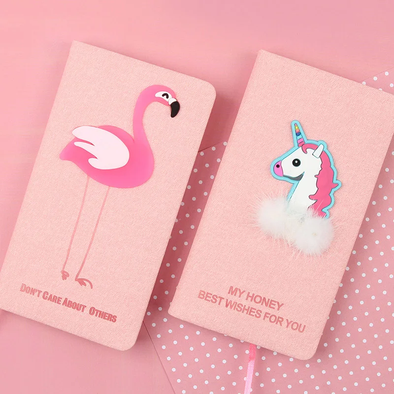 New Pink Flamingo Unicorn Notebook With Pen Stationery Writing Notes Set Office School Supplies Back To Girls Gifts | Канцтовары для