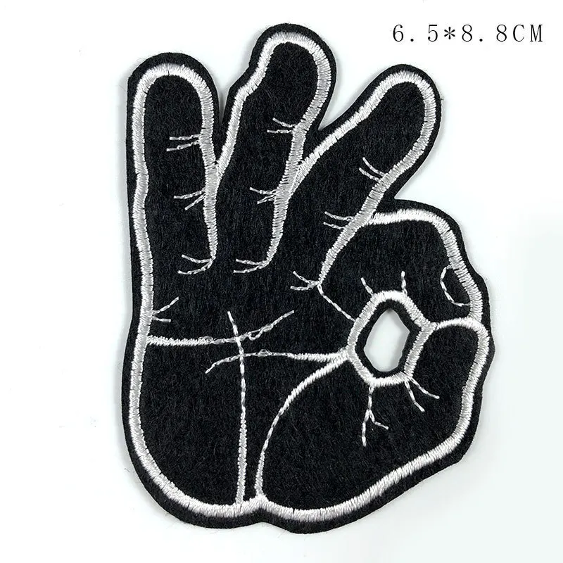 Черные нашивки для одежды с вышивкой жестов OK Finger Швейные сумки обуви Значки