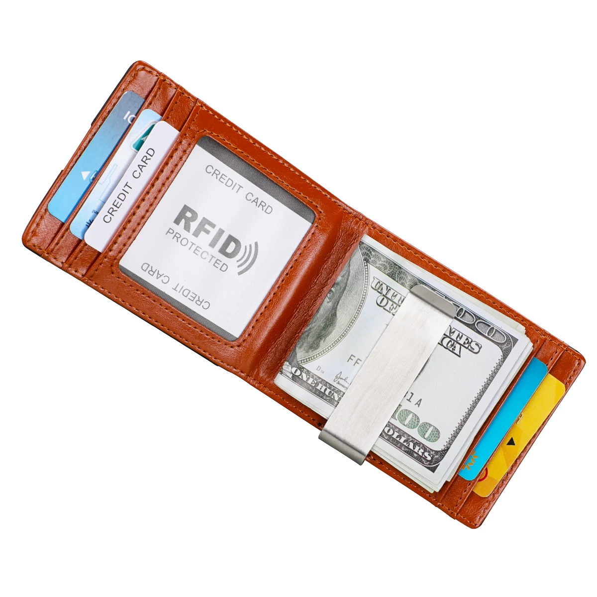 Тонкий Модный кошелек винтажный кожаный мужской зажим для денег RFID Блокировка