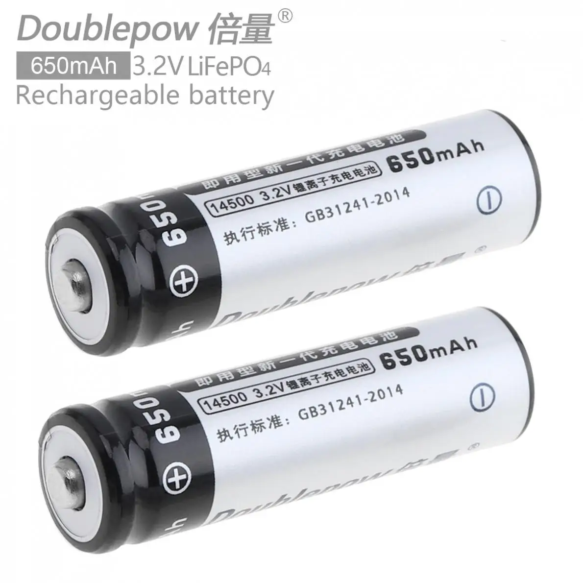 2 шт./лот Doublepow 14500 AA 650 мАч 3 В LiFePo4 Аккумуляторная батарея с 3A зарядным током для