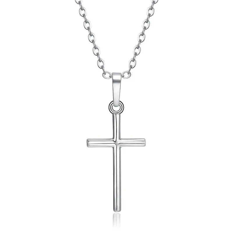 New Latin Cross Charm Necklace Simple Silver Color Pendant Chain Women Girls Fine Jewelry Gift | Украшения и аксессуары