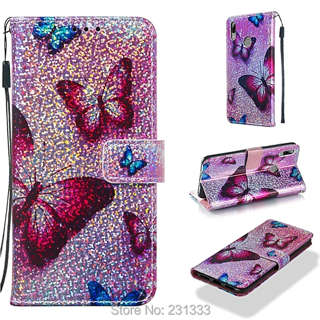 Кожаный чехол-кошелек C-ku с блестками для Huawei Y7 2019 P30 PRO MATE 20 Honor 10 Lite 7A 8A чехол ID