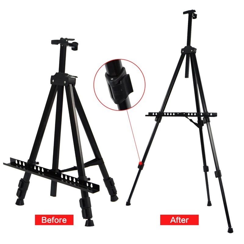 Easel Stand Artist Easels for Display Aluminum Metal Tripod Field with Bag Table-Top/Floor/Flip Charts Black Art | Канцтовары для