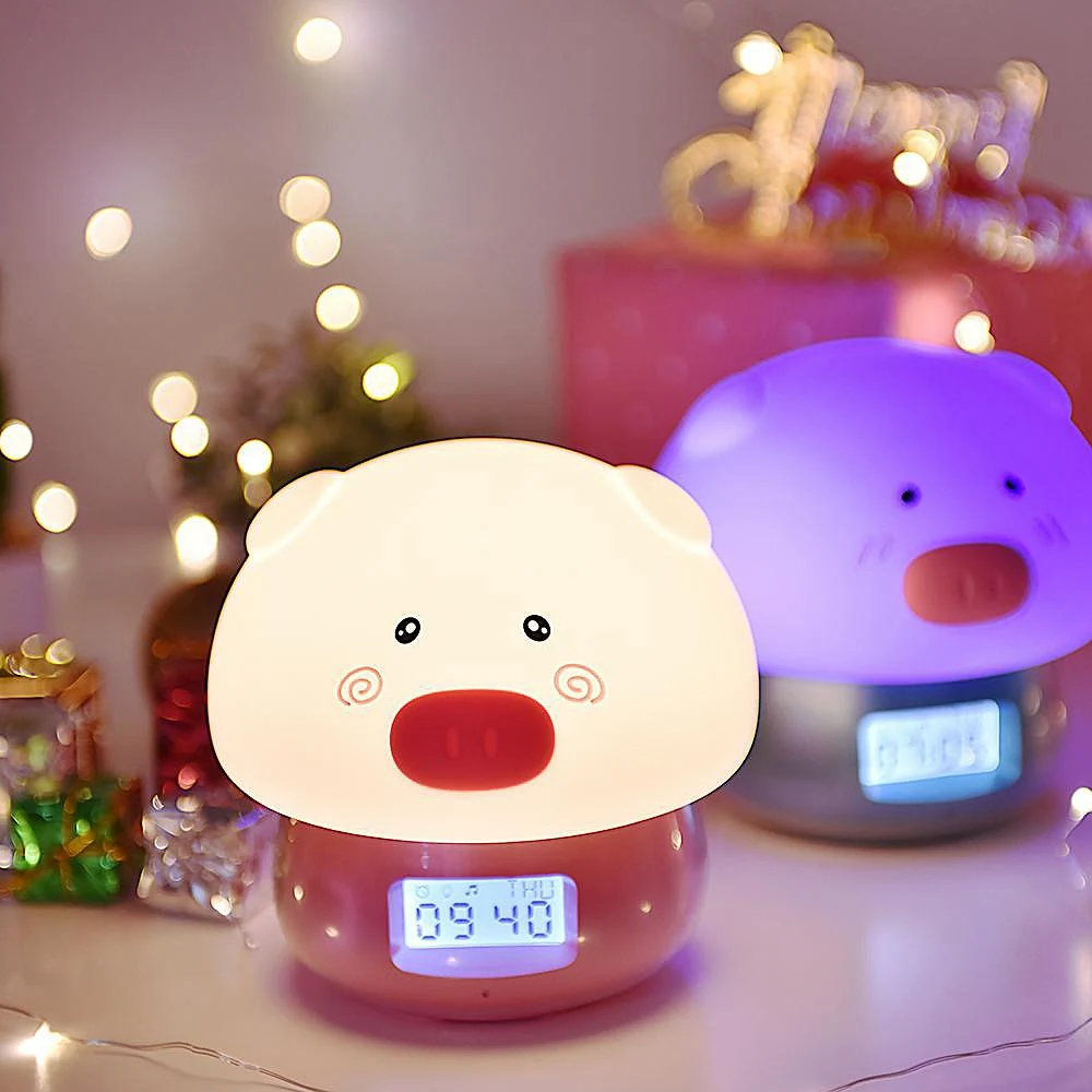Kids Bedroom Usb Charging Alarm Clock Night Light Easy Setting Remote Control Soft Pat Cute Colorful Decorative Led Cartoon Pi | Дом и сад